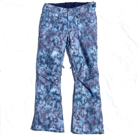 Roxy Dry Flight 10K Snowboard Ski Pants Womens Small Blue Denim Print - Picture 1 of 8